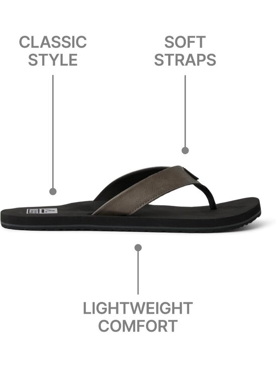 Men’s Grey Twinpin Flip Flop Sandals Brown Vegan Leather Casual main image 4